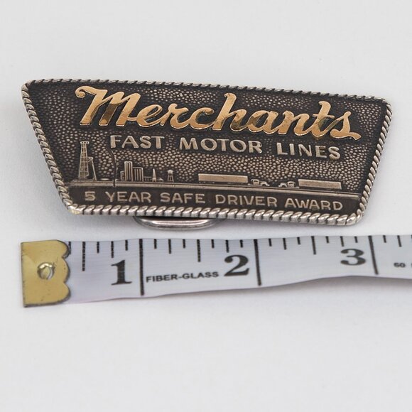 VTG Merchants Fast Motor Lines 5 Yr Safe Driver Award Belt Buckle - Picture 3 of 9